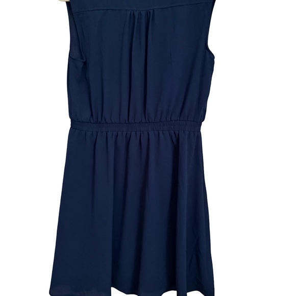Navy Blue Sleeveless Shirt Dress - Picture 2 of 7